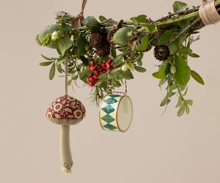 Maileg Mushroom Ornament Winter Flower Red: NEW ARRIVAL