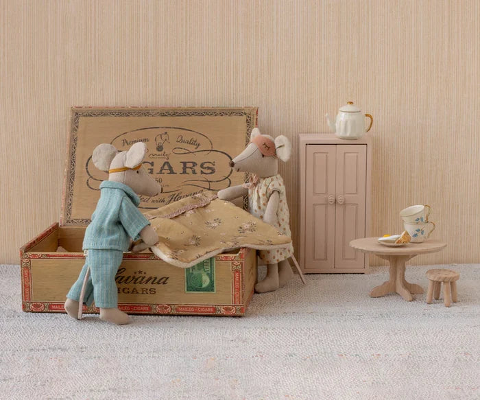 Maileg Parent Mice in Cigar Box Bed: BACK IN STOCK