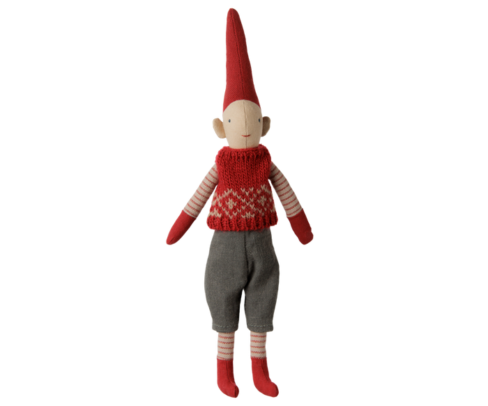 Maileg Pixy Size 1 Boy Red Knitted Vest FW26: NEW ARRIVAL