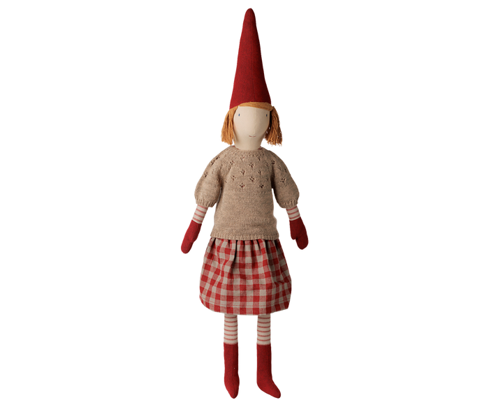 Maileg Pixy Size 5 Girl Knitted Sweater & Checked Skirt FW26:NEW ARRIVAL
