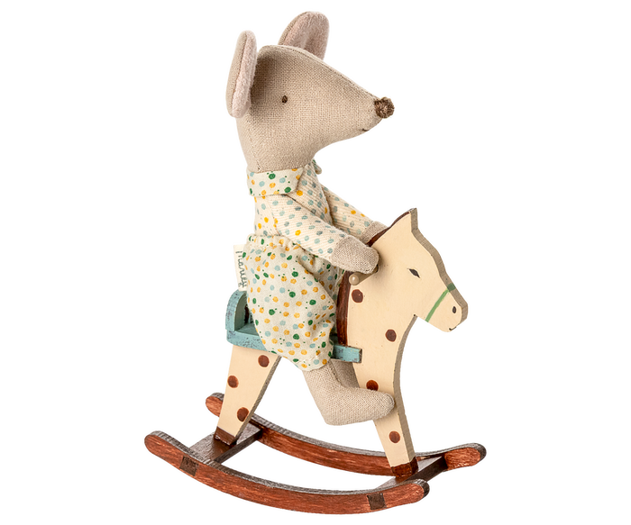Maileg Rocking Horse Spotted Mouse Size: BACK IN STOCK