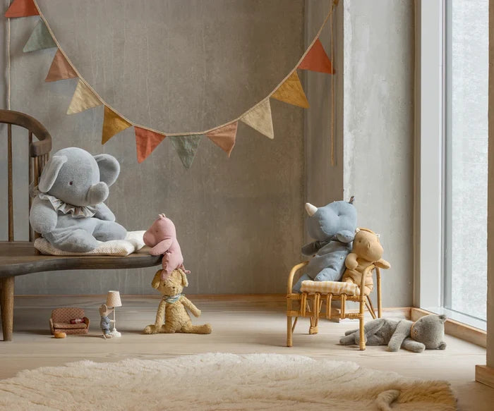 Maileg Sleeping Kitten Medium Grey Plush FW25 BACK IN STOCK