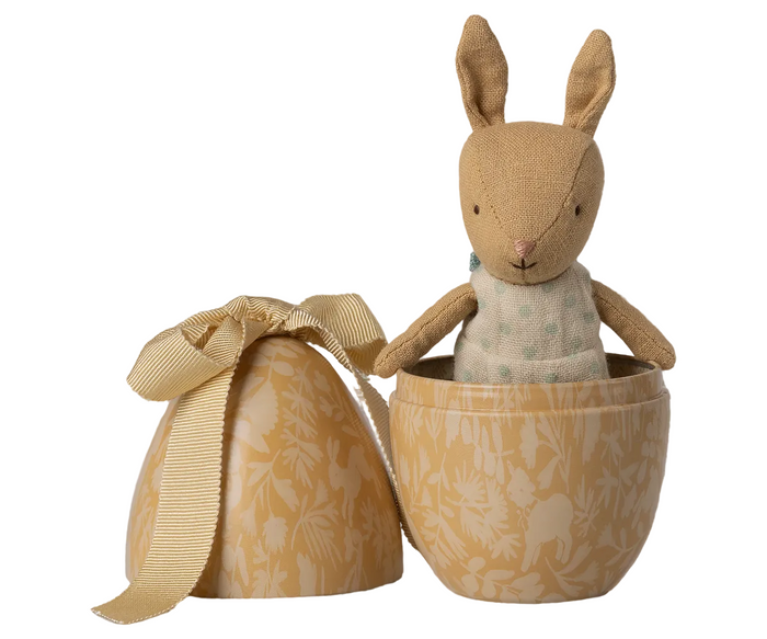 Maileg Small Easter Egg With Rabbit cream Yellow Powder: LOW STOCK