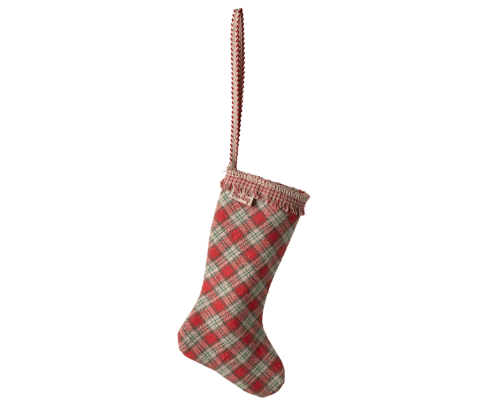 Maileg Stocking Ornament Checker Red: NEW ARRIVAL