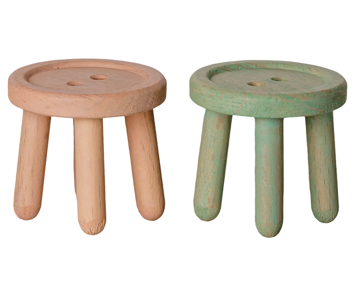 Maileg Stool Set Mouse - Light rose/Light Mint FW26: NEW ARRIVAL