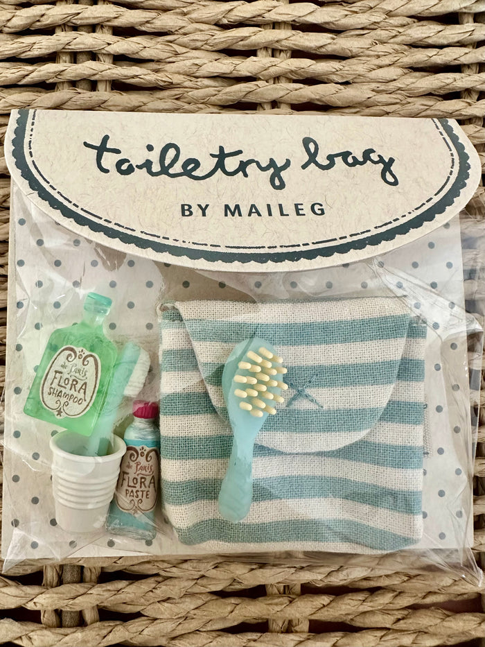 Maileg Toiletry Bag Toothbrush Set in Bag Blue Stripe SS26 NEW ARRIVAL
