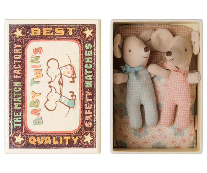 Maileg Twin Mice In Match Box Checker FW26: NEW ARRIVAL