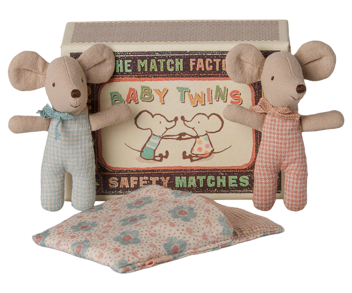 Maileg Twin Mice In Match Box Checker FW26: NEW ARRIVAL