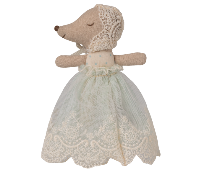 Maileg Twins Baby Mouse In Gown Mint SS26 NEW ARRIVAL