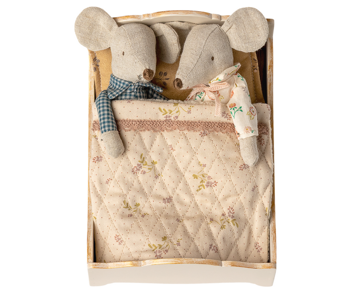 Maileg Wooden Mouse Bed, Ideal for Parent & Grandparent Mice