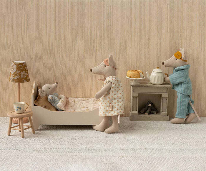 Maileg Wooden Mouse Bed, Ideal for Parent & Grandparent Mice