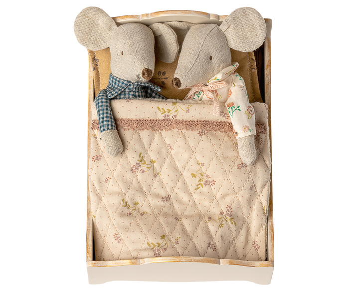 Maileg Wooden Mouse Bed, Ideal for Parent & Grandparent Mice