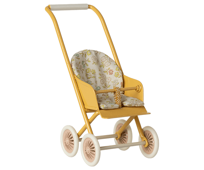 Maileg Yellow Stroller Pram Micro for Baby Bunnies