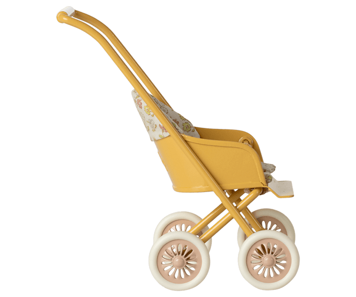 Maileg Yellow Stroller Pram Micro for Baby Bunnies