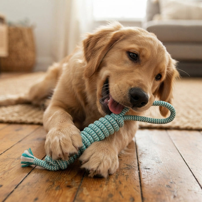 Mammoth Extra Fresh Dental Bar Tug Dog Rope Toy 18" With Handle
