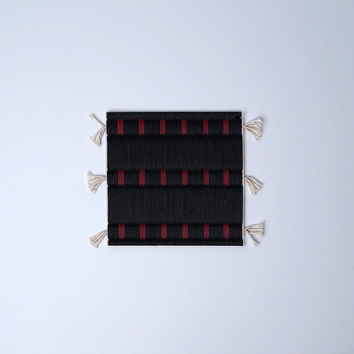 [MAT SET] 4 COASTERS (BLACK) & 2 PLACE MATS (RED) | TATAMI | TATAMIYA TATSUZO