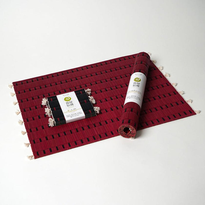[MAT SET] 4 COASTERS (BLACK) & 2 PLACE MATS (RED) | TATAMI | TATAMIYA TATSUZO
