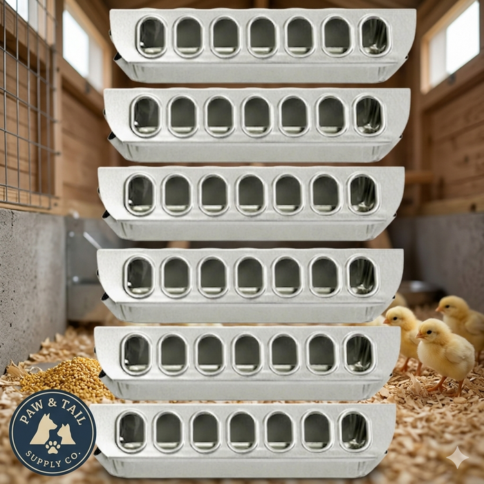 Miller 12" Galvanized Slide Top Poultry Chicken Feeder Metal 6-Pack