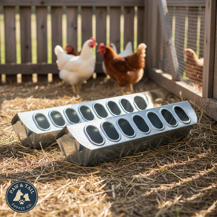 Miller 12" Galvanized Slide Top Poultry Chicken Feeder Metal 6-Pack