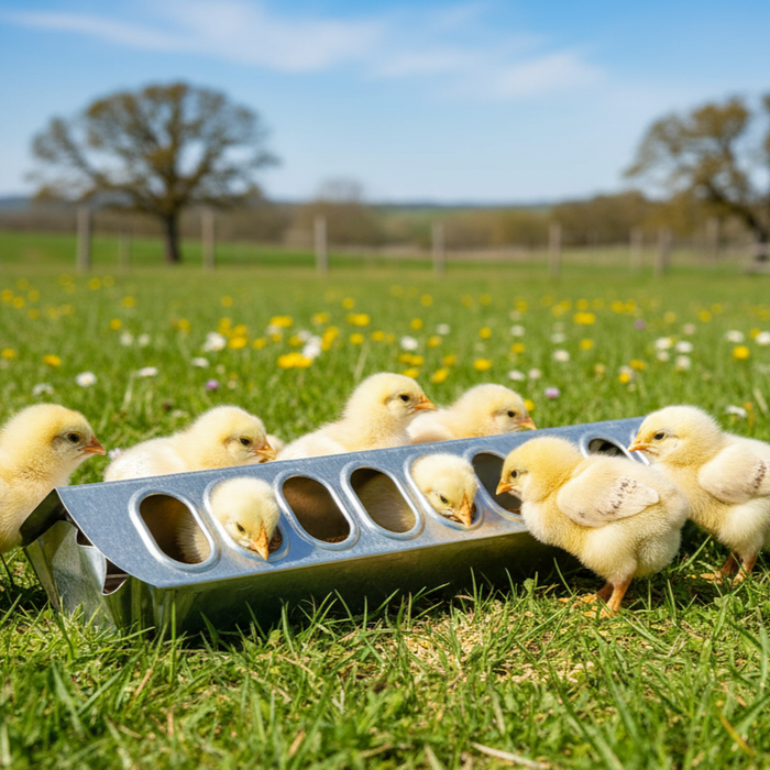 Miller 12" Galvanized Slide Top Poultry Chicken Feeder Metal 6-Pack