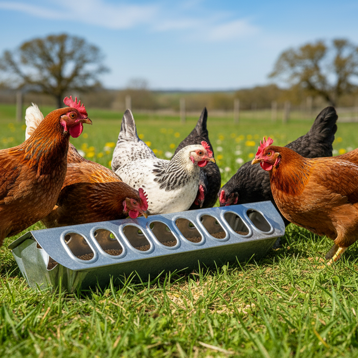 Miller 12" Galvanized Slide Top Poultry Chicken Feeder Metal
