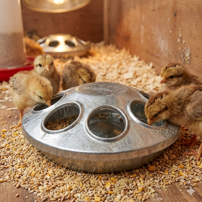 Miller Galvanized Round Baby Chick 6" Feeder 8 Hole Heavy Duty Poultry Feeder 3-Pack