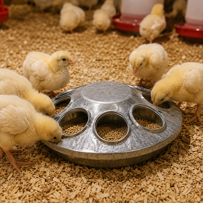 Miller Galvanized Round Baby Chick 6" Feeder 8 Hole Heavy Duty Poultry Feeder 3-Pack