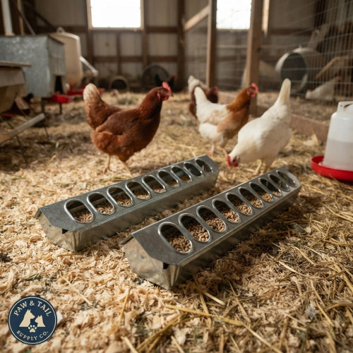 Miller Galvanized Slide Top Poultry Feeder for Chickens & Birds 18-Inch 2-Pack