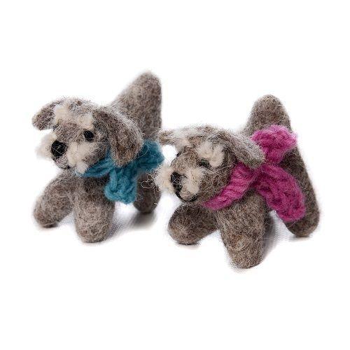 Mini Felt/Wool Dog Schnauzer Fairtrade.