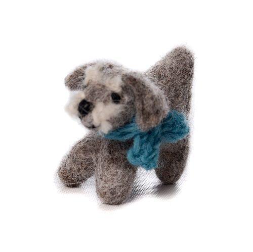 Mini Felt/Wool Dog Schnauzer Fairtrade.