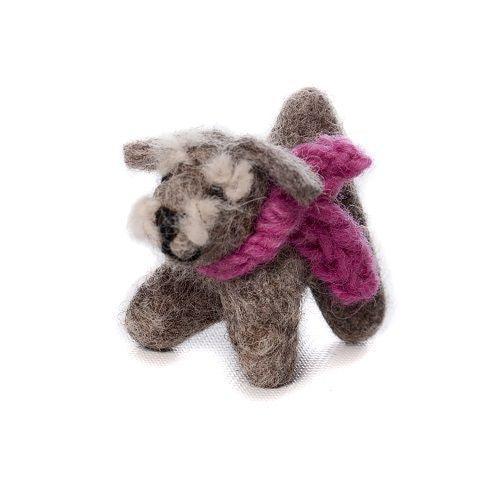 Mini Felt/Wool Dog Schnauzer Fairtrade.