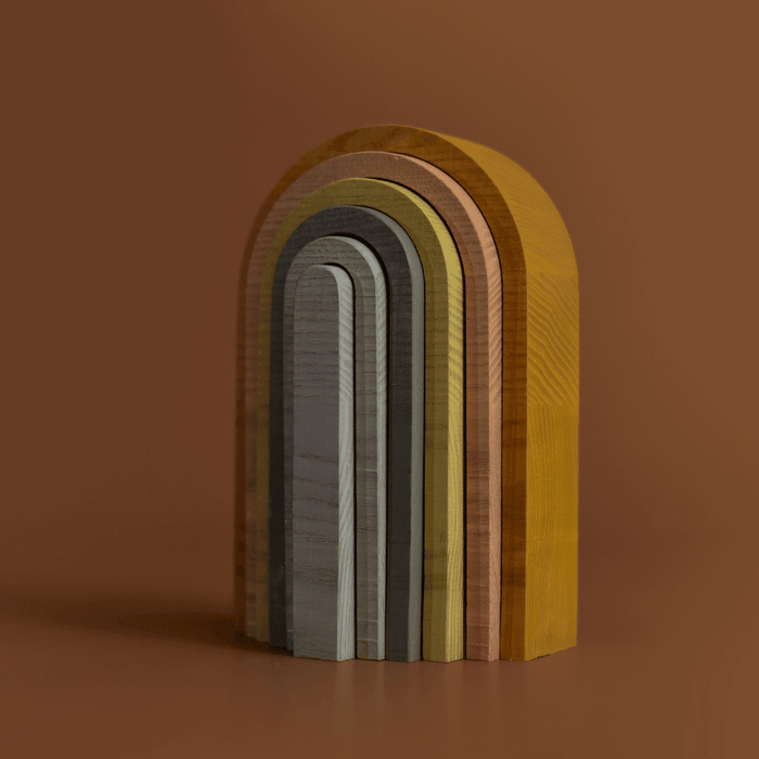 Mini Wooden Rainbow Stacker Pastel Colours.