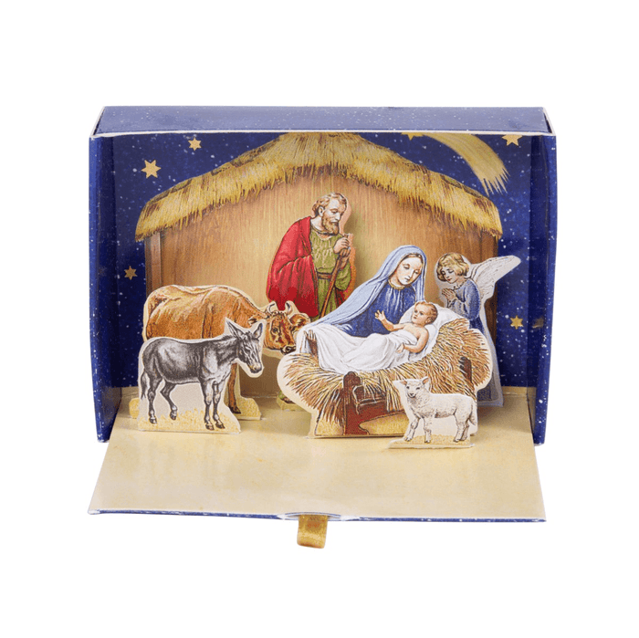 Miniature Pop up Nativity in Matchbox.