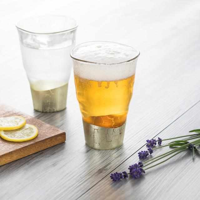 [MUG (CUP)] PENETRATION BITE GLASS CHAMPAGNE GOLD (2 PIECES) | HAKUICHI | KANAZAWA GOLD LEAF