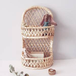 Natural Rattan/Wicker Wall Organiser Shelves.