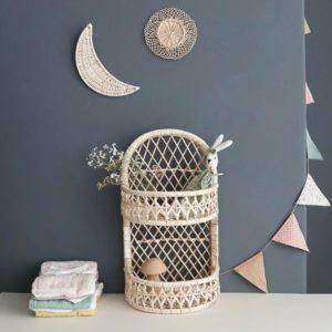 Natural Rattan/Wicker Wall Organiser Shelves.