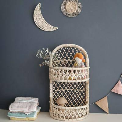 Natural Rattan/Wicker Wall Organiser Shelves.