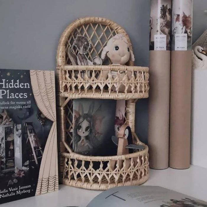 Natural Rattan/Wicker Wall Organiser Shelves.