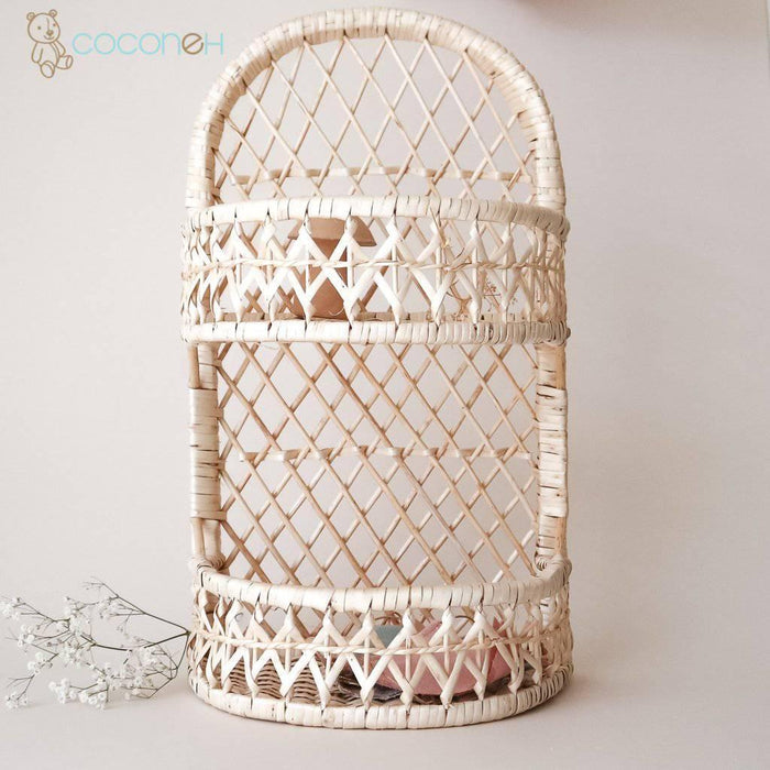 Natural Rattan/Wicker Wall Organiser Shelves.