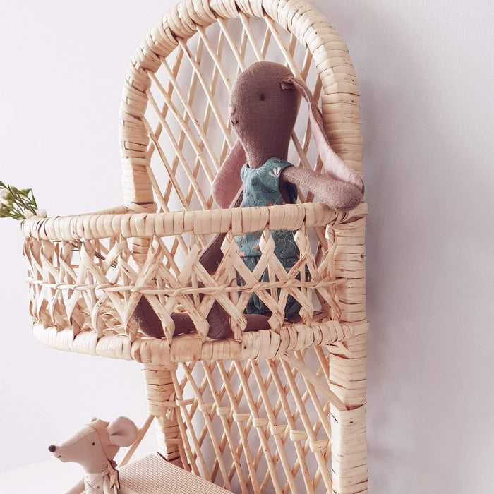 Natural Rattan/Wicker Wall Organiser Shelves.