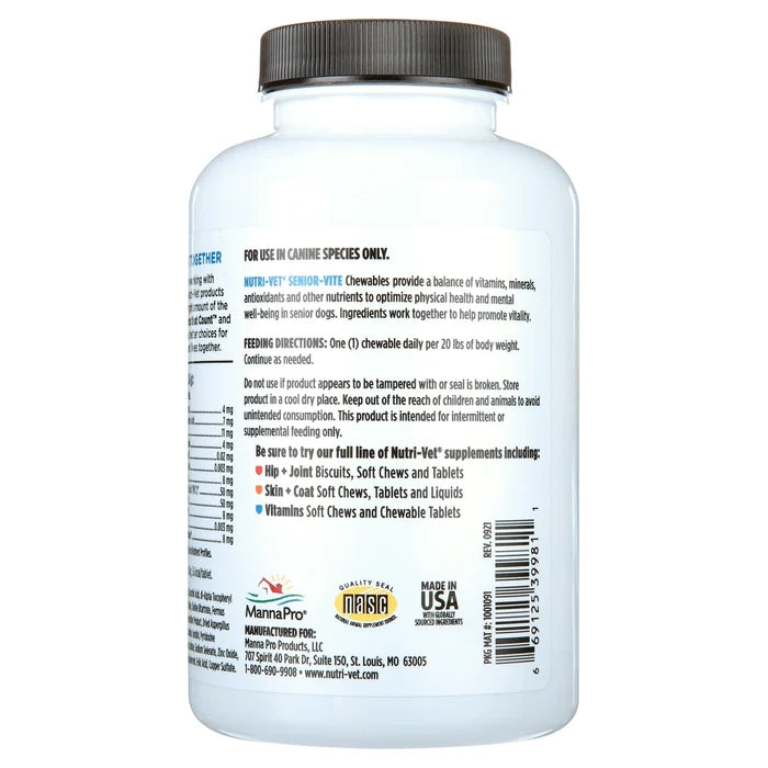 Nutri-Vet Multi-Vite Chewables for Senior Dogs 120ct Complete Senior Support
