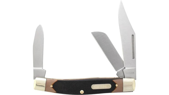 Old Timer Senior Pocket Knife 4" Closed - 3 Blade Sawcut Handle, Classic EDC