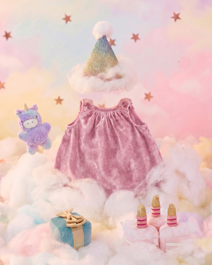 Olli Ella Happy Birthday Outfit and Cake Set Dinkum Doll Rainbow Realm: BACK IN STOCK