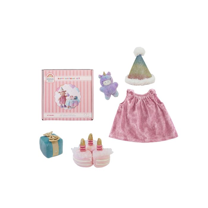 Olli Ella Happy Birthday Outfit and Cake Set Dinkum Doll Rainbow Realm: BACK IN STOCK