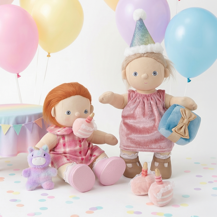 Olli Ella Happy Birthday Outfit and Cake Set Dinkum Doll Rainbow Realm: BACK IN STOCK