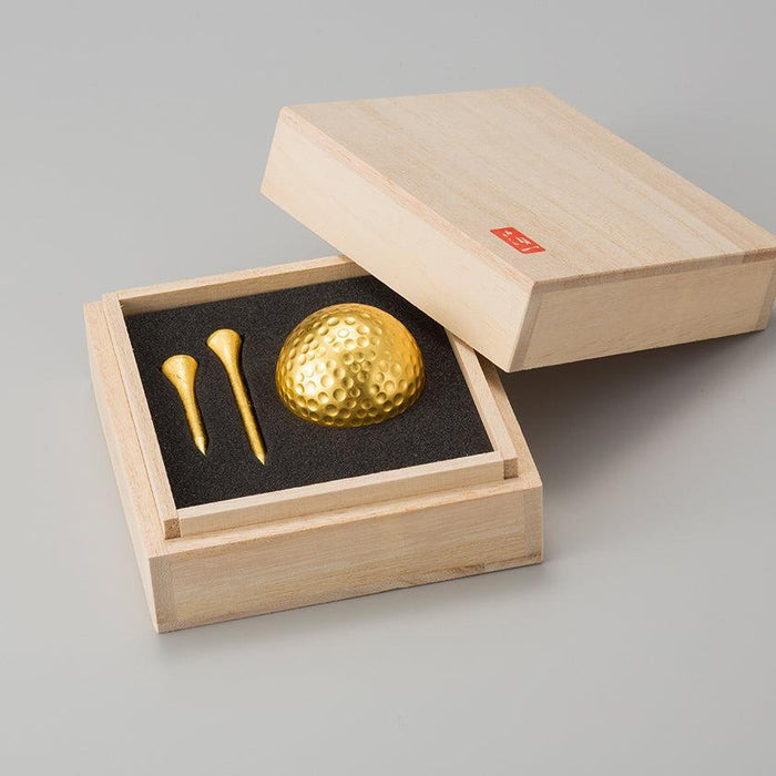 [OPTION] GOLF PAULOWNIA WOOD BOX (RED TEXT) PERSONALIZED UV PRINTING | KANAZAWA GOLD LEAF | HAKUICHI