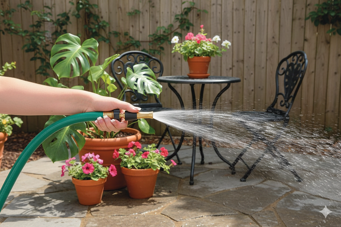 Orbit Brass Adjustable Hose Nozzle & Sweeper 5" On/Off Control Mist Garden Outdoors