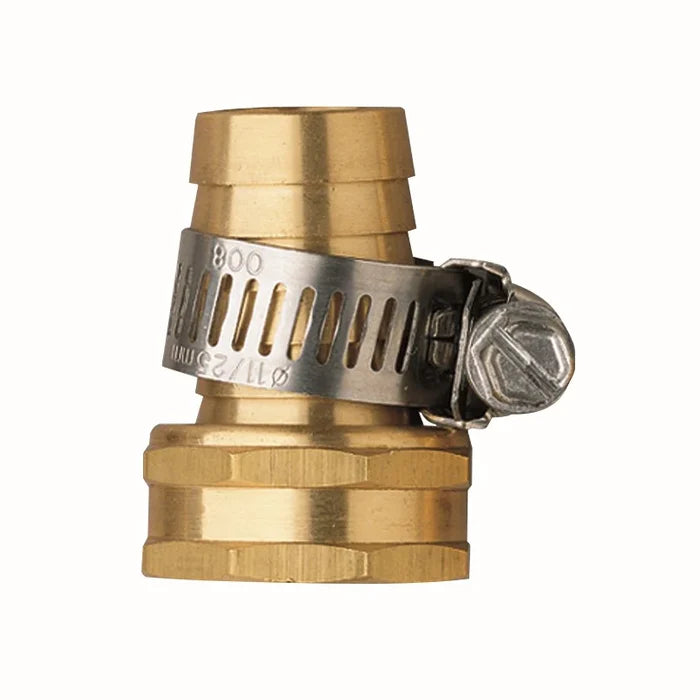 Orbit Female Hose Solid Brass Shank Mender 3/4 in. Fitting w/ Clamps Barbed