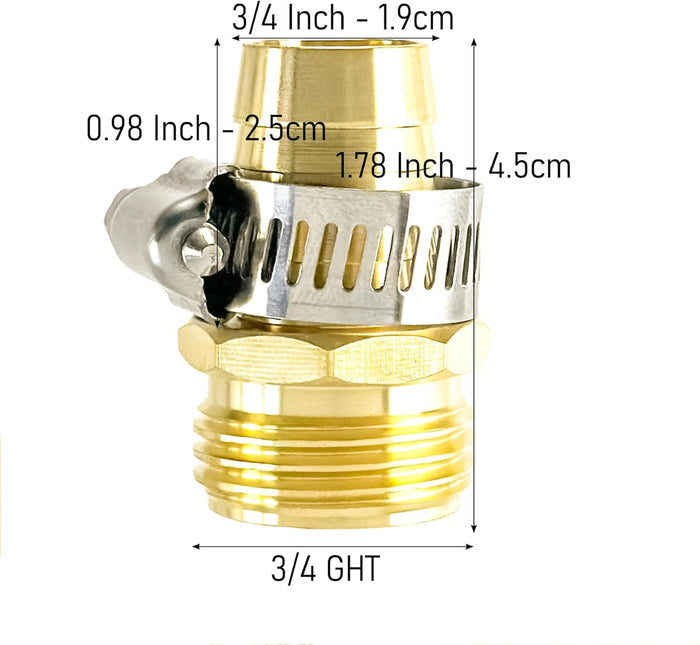Orbit Female Hose Solid Brass Shank Mender 3/4 in. Fitting w/ Clamps Barbed