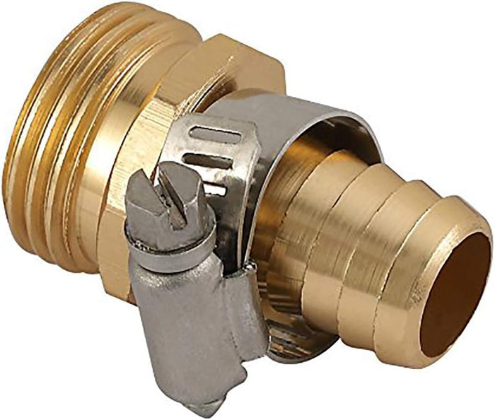 Orbit Male Hose Solid Brass Shank Mender 3/4 in. Fitting w/ Clamps Barbed